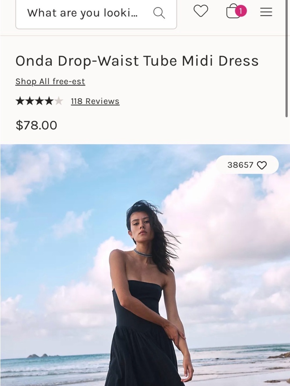 Free People Black Strapless Tube Midi Dress